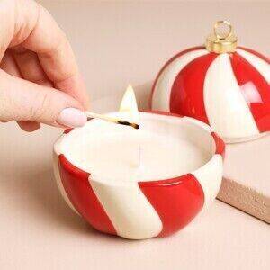 Candy cane cinnamon bauble candle