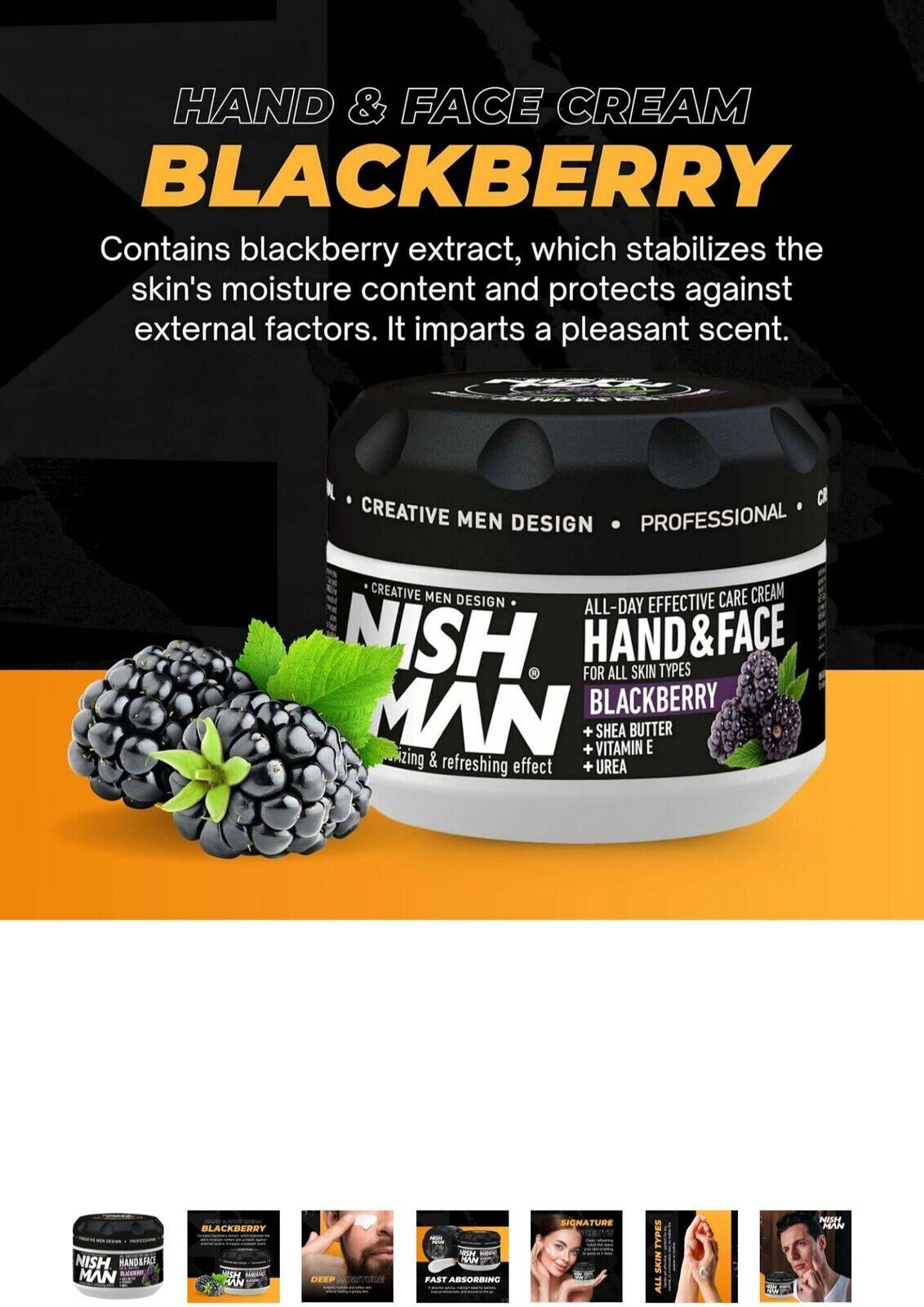 NISHMAN Hand and Face Cream - Blackberry 300ml - Hydrating, Nourishing, and Caring Cream for Healthy Skin - Ideal for Dry and Sensitive Skin