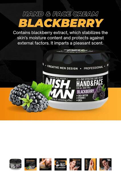 NISHMAN Hand and Face Cream - Blackberry 300ml - Hydrating, Nourishing, and Caring Cream for Healthy Skin - Ideal for Dry and Sensitive Skin