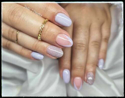 Remplissage Gel French et paillettes 