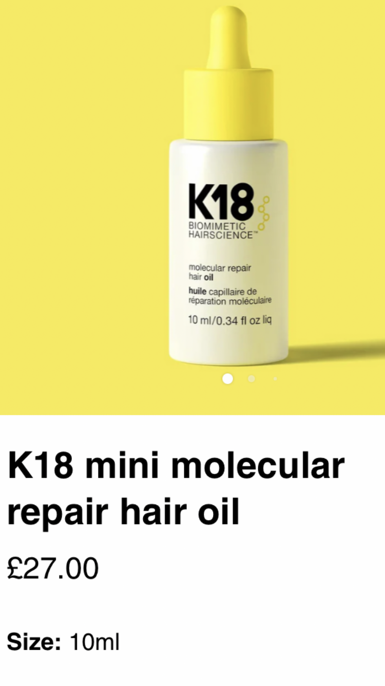 K18 Mini molecular repair oil