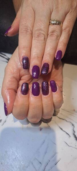 A deep purple and glitter to match