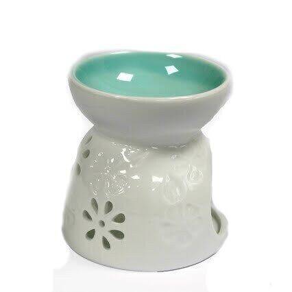 Brûle-parfum pour fondants- Fleurs et feuilles blanche