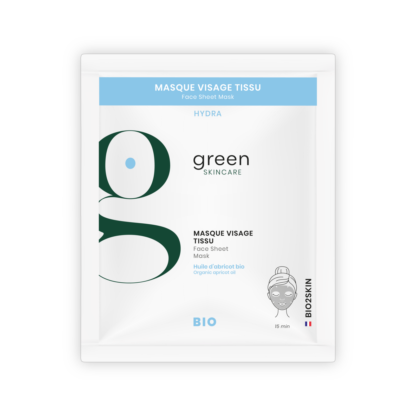Masque visage tissu BIO (uni dose) HYDRA