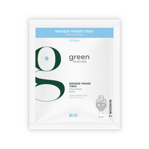 Masque visage tissu BIO (uni dose) HYDRA