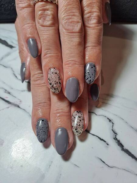 Light grey with a black glitter speckle