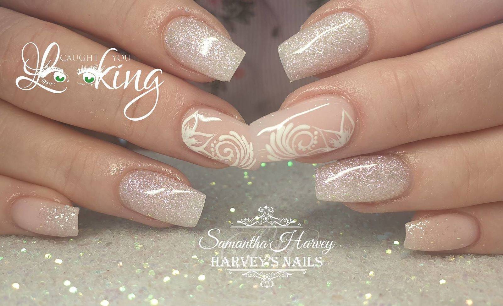 Elegant Acrylic design with hand painted swirls