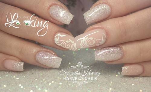 Elegant Acrylic design with hand painted swirls