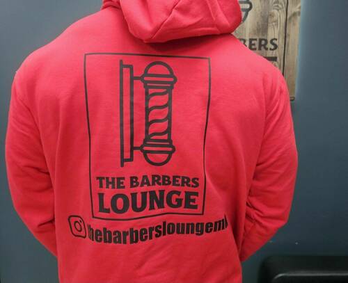 Adults Red Hoodie Black Logo