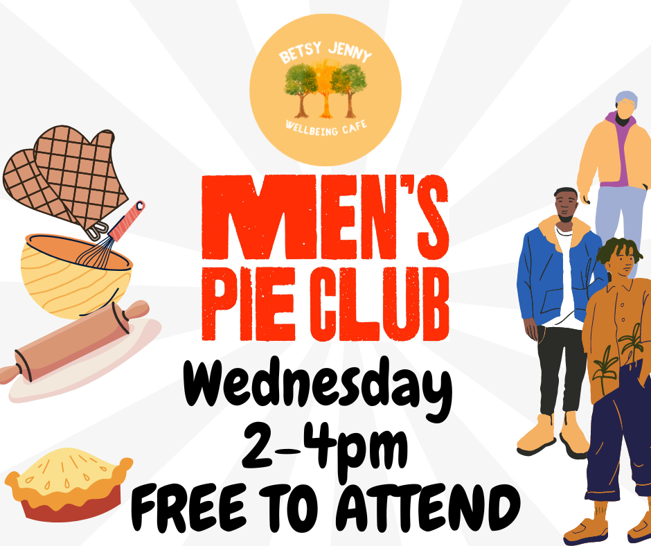  Men’s Pie Club is a weekly get together for men to make a pie, chat to other guys, make new friends, laugh and maybe learn a thing or two. 