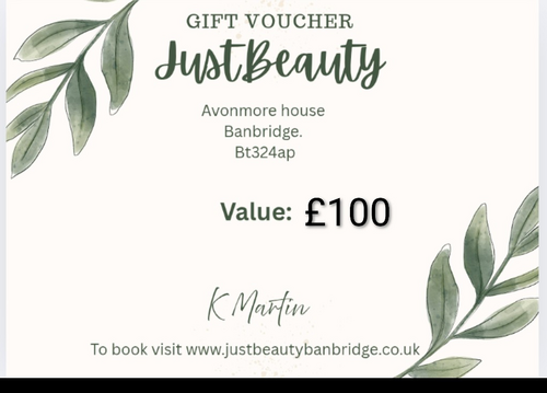 Just Beauty Banbridge. Gift voucher.