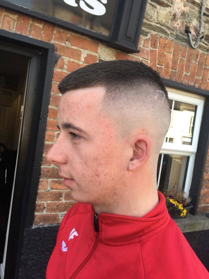 Sharp finish to this bald fade , years of cutting hair , we still love it