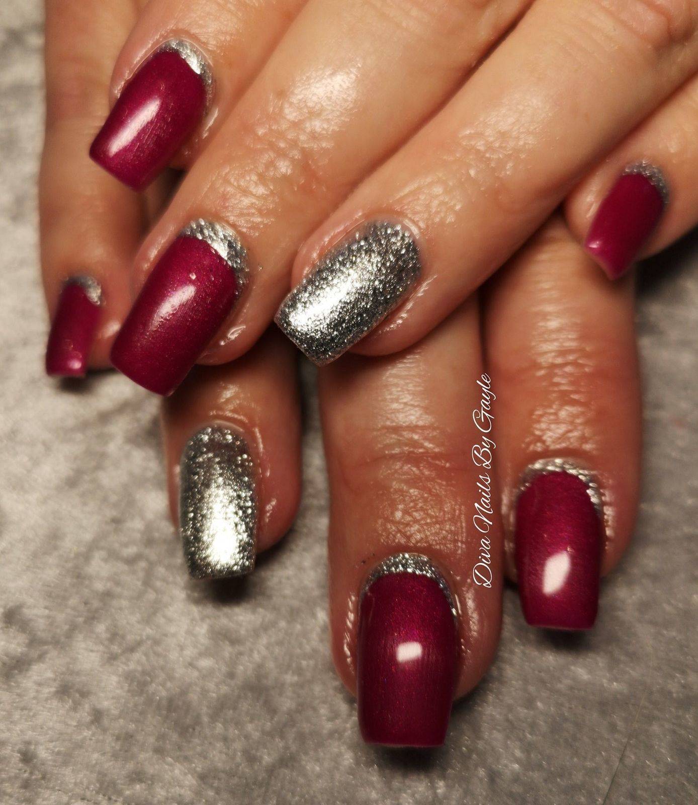 Berry red with silver cuff detail