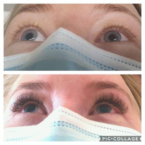 Full Set of Classic EyeLash Extensions using a Hybrid lash for a full dense look. The Beauty Box, Duston, Northampton 
