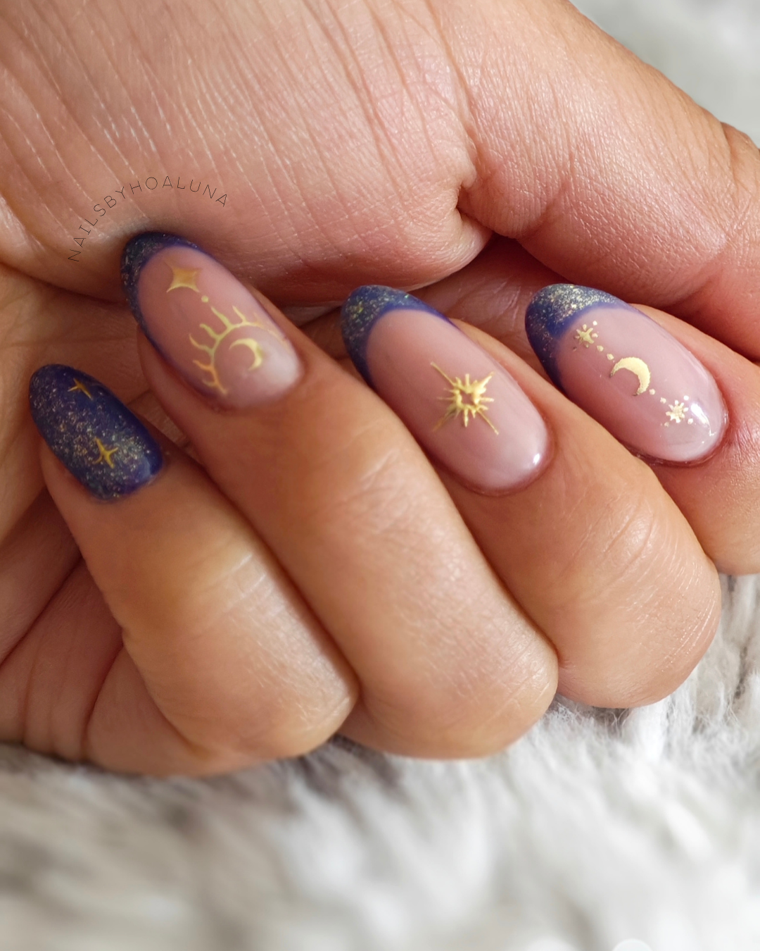 Rallongement chablon -Nail art Or