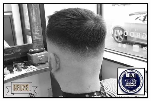 Nice razor fade and a textured top on matty the other day. 
Finished with reuzel fiber✂️
And at £13 a tin it's the cheapest in town