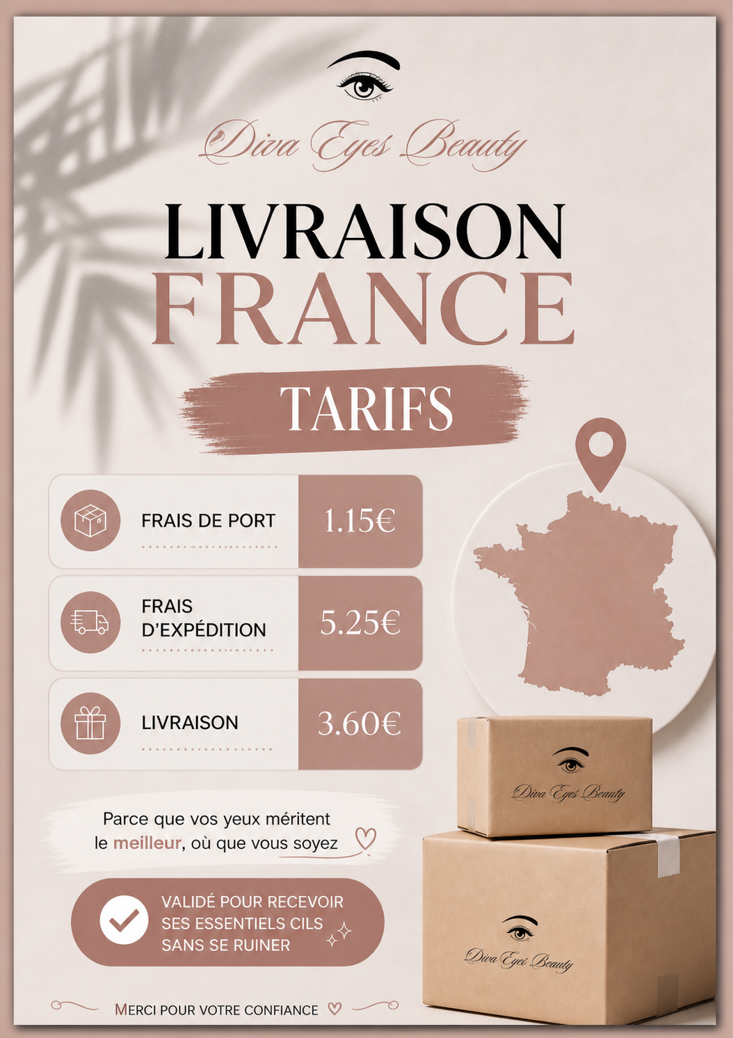 Frais de port, d’expédition et de livraison FRANCE