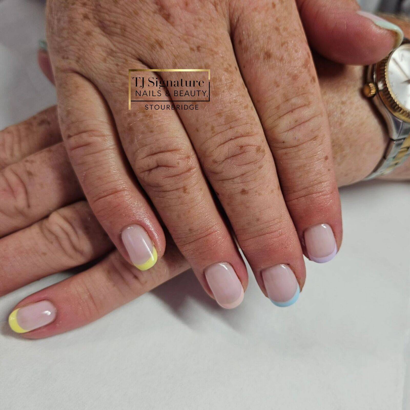 French mani with pastels 😍 Using O.P.I 'Baby take a vow' as the base