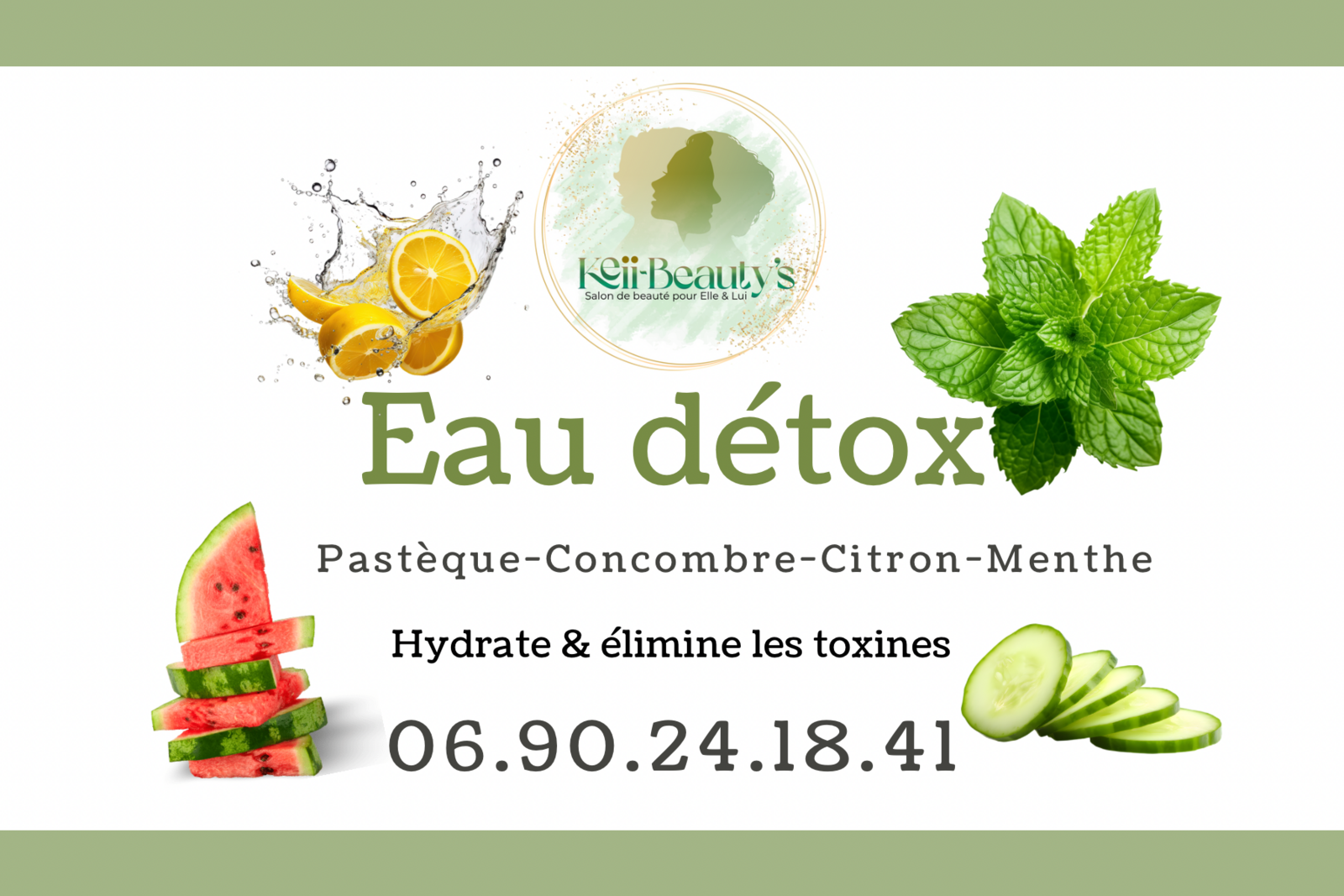 Eau détox: Pastèque • Concombre • Citron • Menthe 1,5L