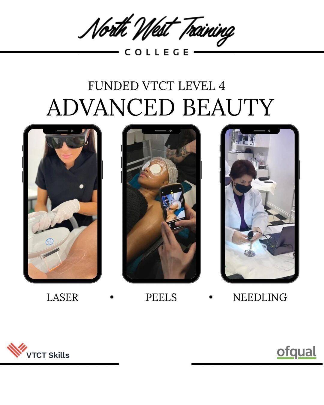 FUNDED VTCT Level 4 beauty starts 21/22nd September 2026 peels/Needling/Laser 
