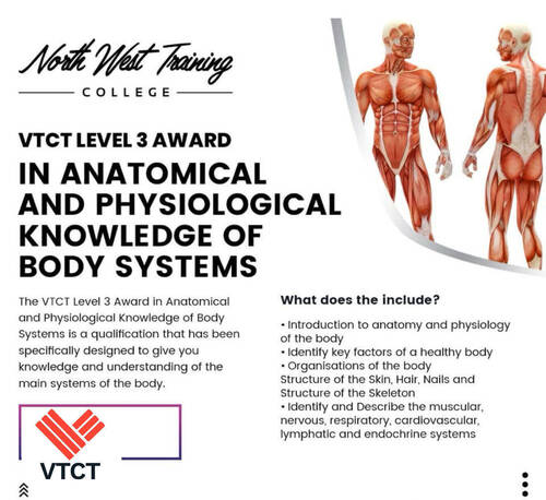 VTCT Level 3 A&P £550 September start deposit 