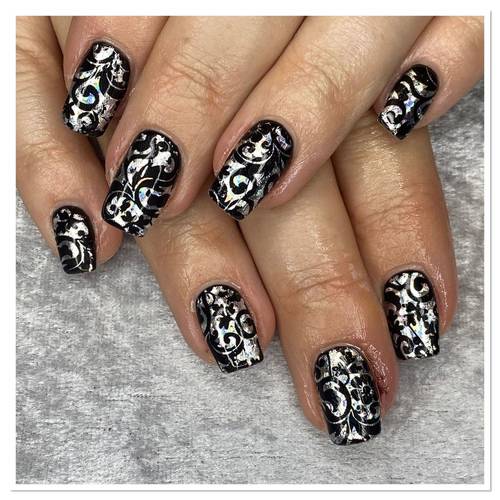 Black and silver holo foil
