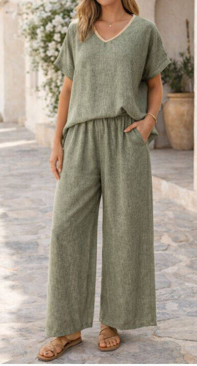 Ensemble lin top + Pantalon 