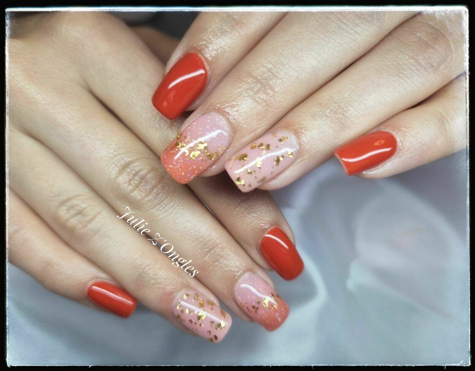 Remplissage Gel Baby color et feuilles d'or 