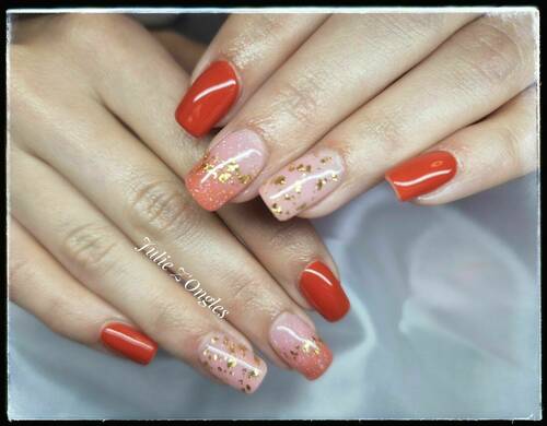 Remplissage Gel Baby color et feuilles d'or 