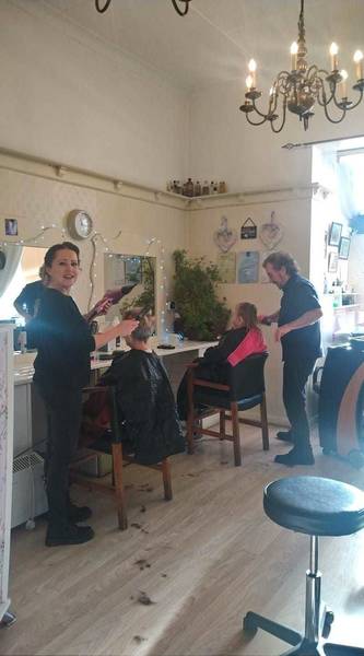 I love this photo of me and my dad working alongside each other. Very rare to see him in the ladies salon these days. Still a family business 