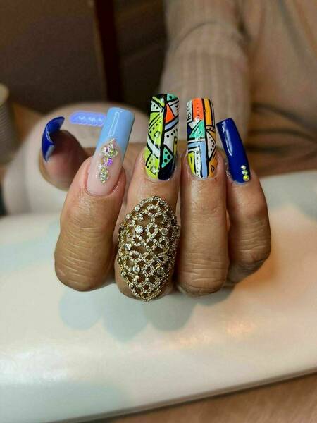 Pose capsules | Taille XL | Nail art niv. 3 - motif aztèque