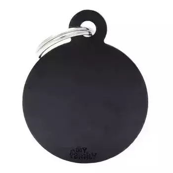 My Family Basic Big Circle Black Dog Tag