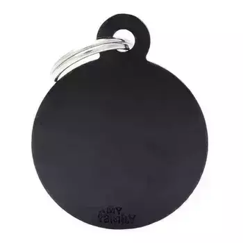 My Family Basic Big Circle Black Dog Tag