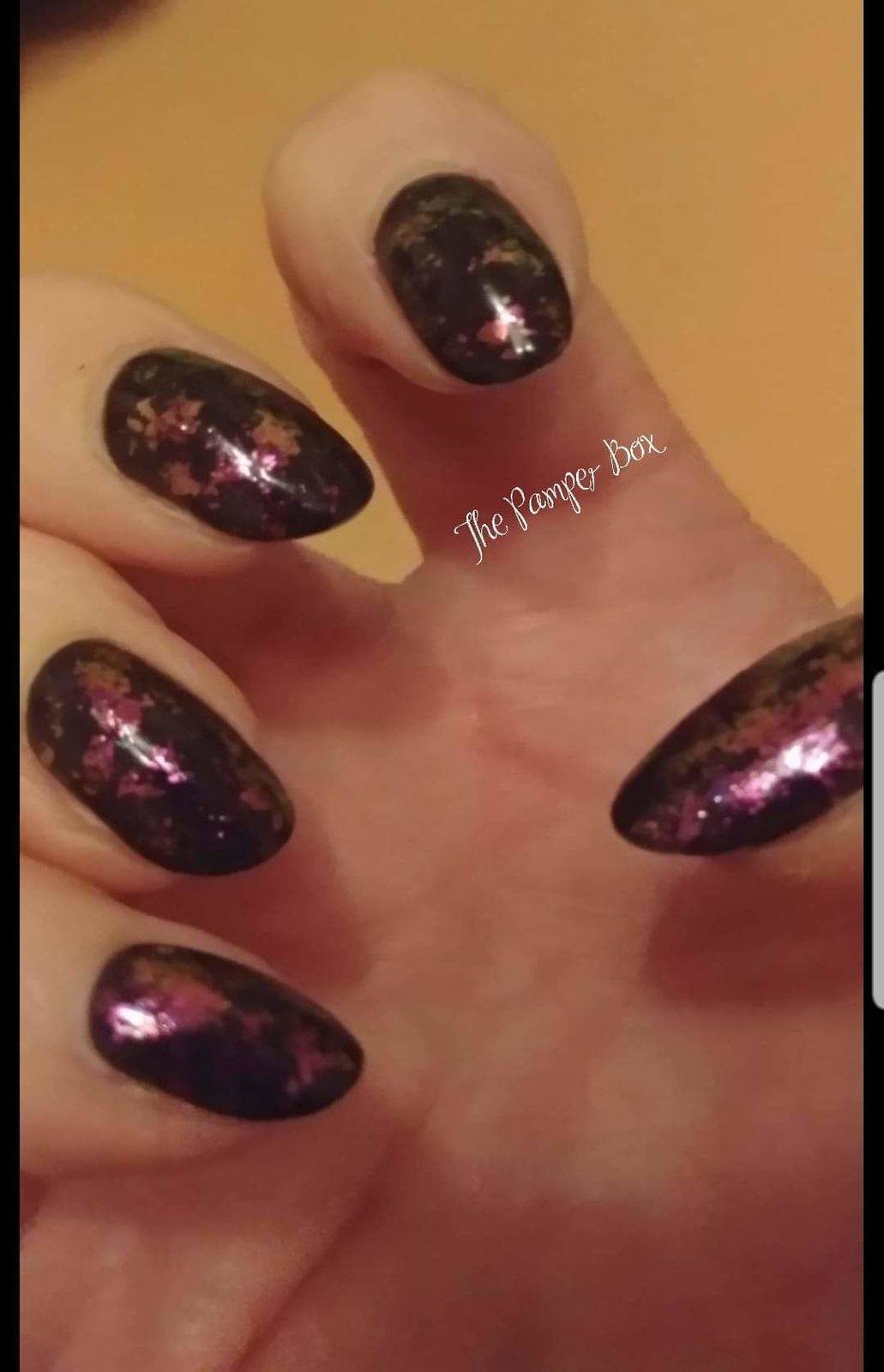 Chrome Flakes over gel polish