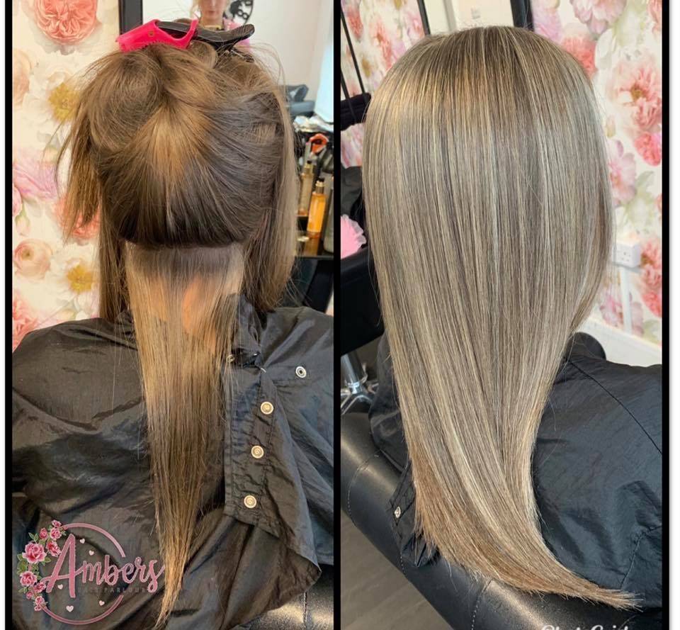 Colour from earlier this week, full head of highlights for Emily  1st time ever getting colour  very fine weave creates an overall lighted base 