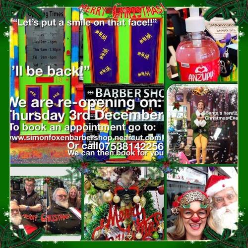 Re-opening on Thursday 3rd December ( opening times extended to suit you). Look forward to seeing you for your Christmas haircut🎄🎅