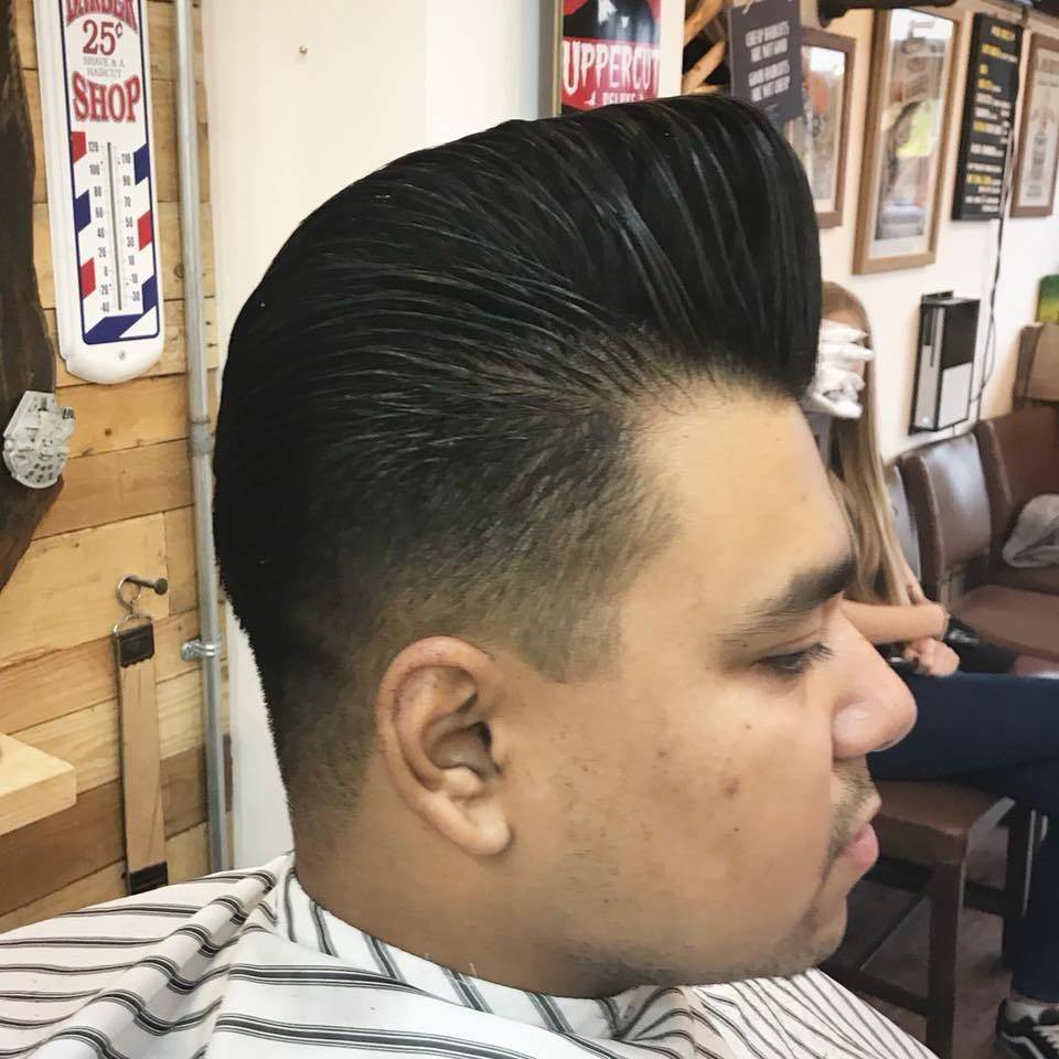 Pompadour by Andy slicked up with #LayriteSuperShine pomade ✂️