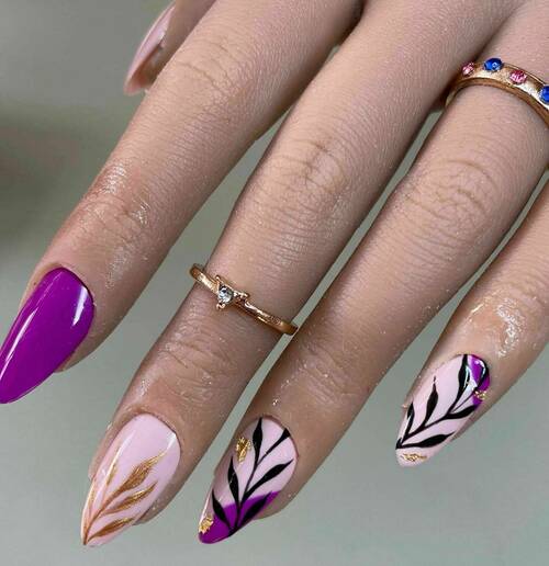 Shades “Rose Hip” and Bobby Dazzler with Hand-Drawn Leaves