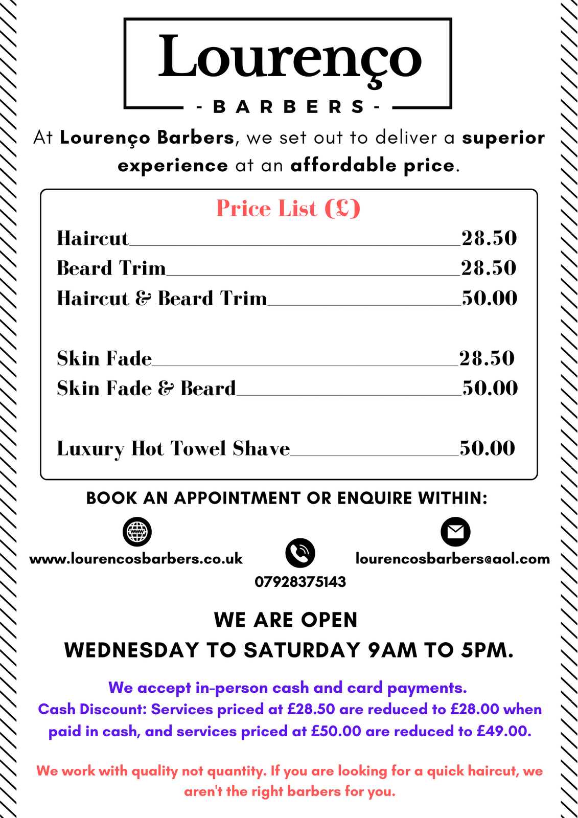 Our Price List 🗒️