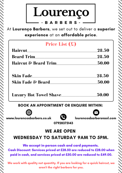 Our Price List 🗒️