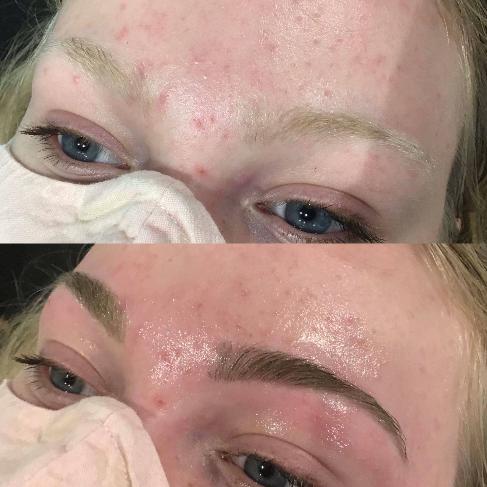 Brow tint with wax shape up.