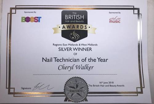 Cheryl Walker Nail Tech of the year 2018 silver
