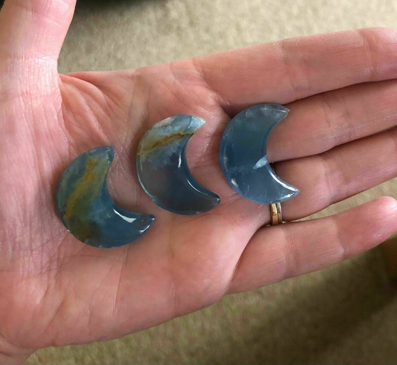 Blue calcite moons