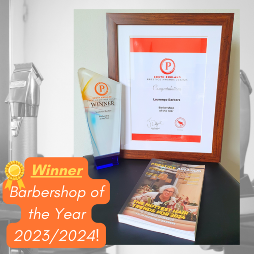 Lourenço Barbers has been announced as The Winner of South England Prestige Awards 2023/2024 as Barbershop of the Year! 🏆💈