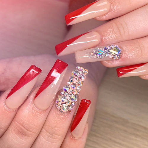 Acrylic Nails with gel nail art & Genuine Swarovski Crystals