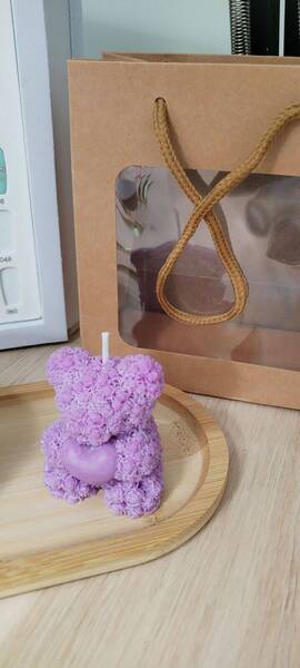 Bougie ourson bonbon à la violette 
