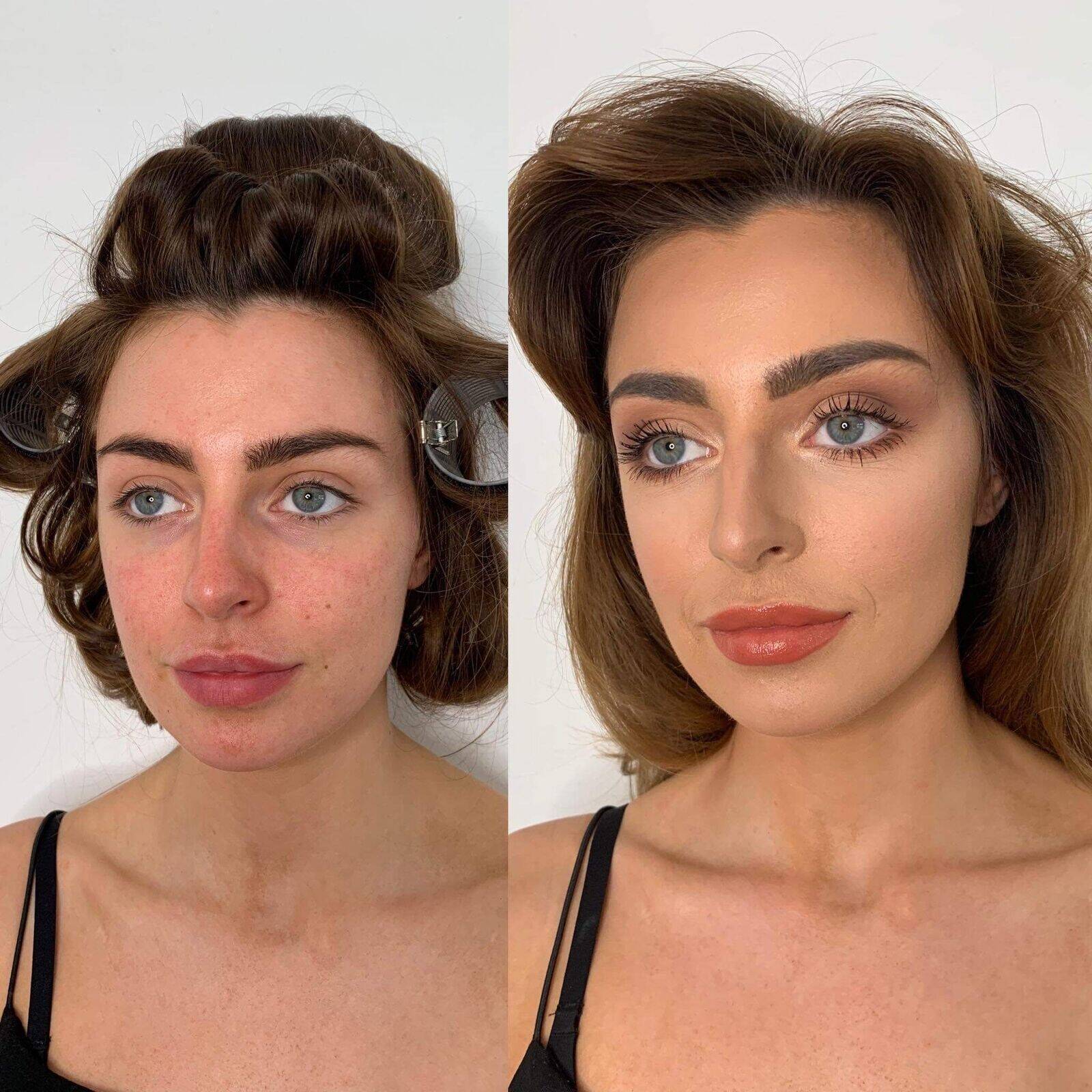 Before & after (Full face of makeup)
