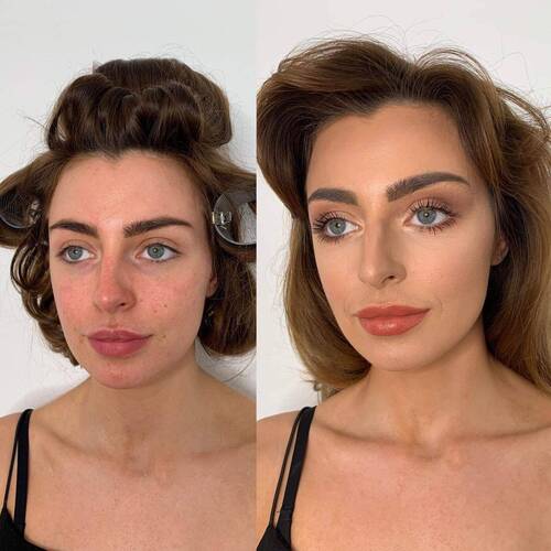 Before & after (Full face of makeup)