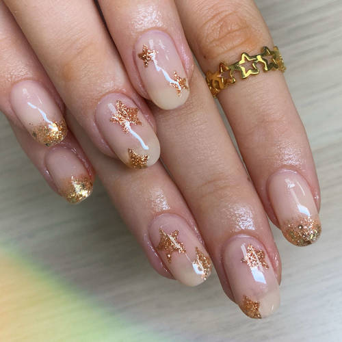 Gel polish + hand drawn stars