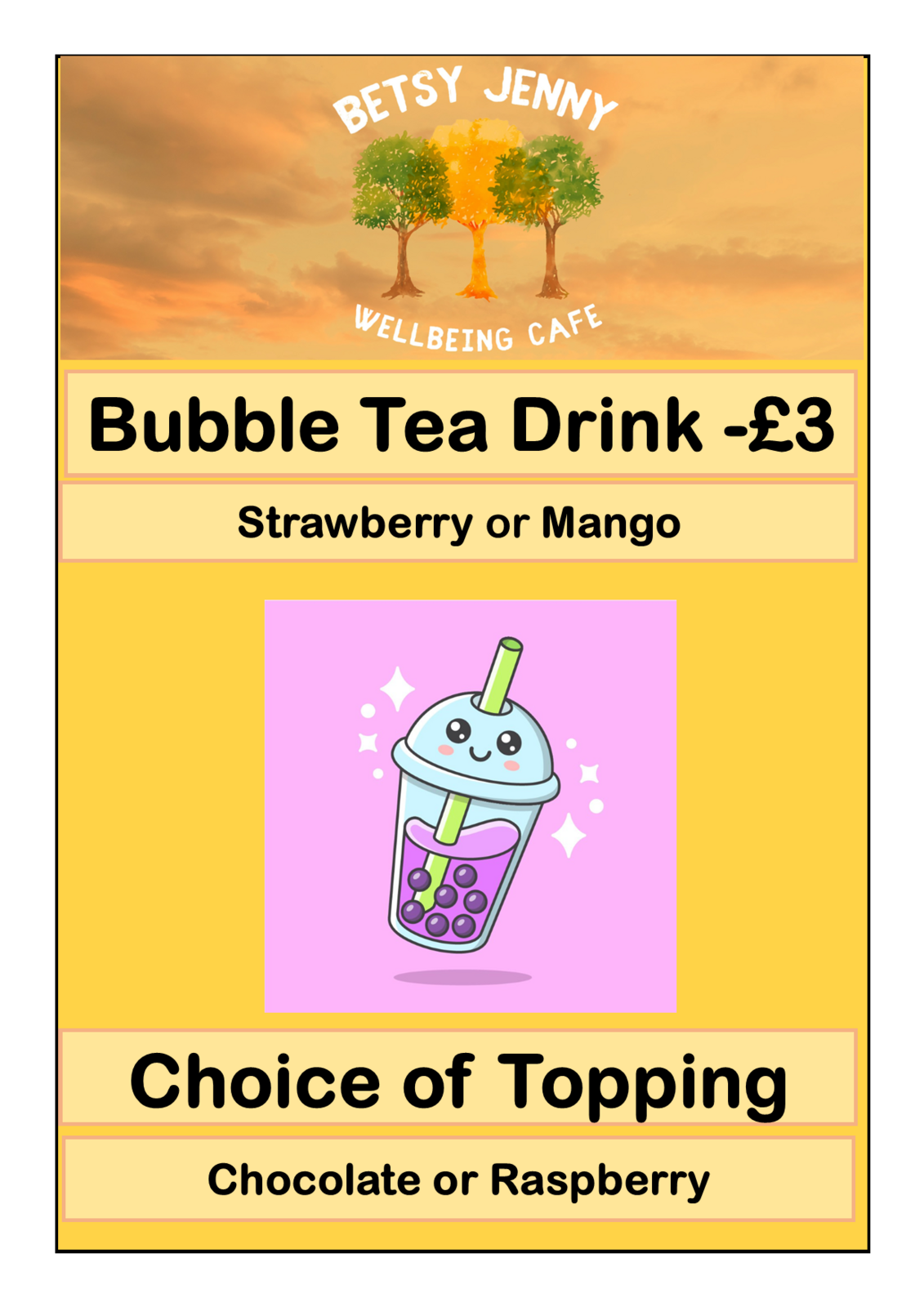 We offer a delicious Bubble tea.